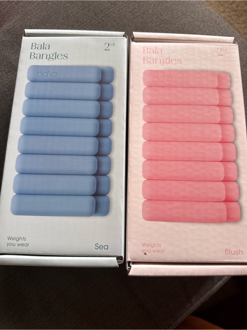 Bala Bangles Wrist Weights in Sea Blue & Blush Pink 2lbs. Brand new in box